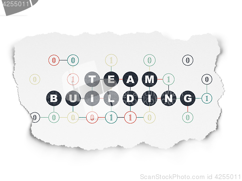 Image of Finance concept: Team Building on Torn Paper background