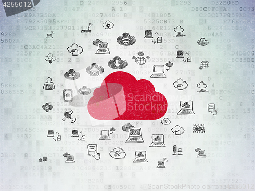 Image of Cloud computing concept: Cloud on Digital Data Paper background