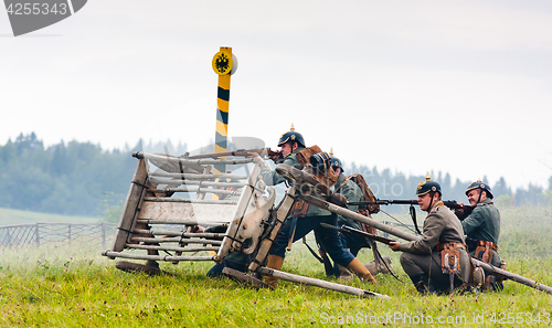 Image of German soldiers of the first world war in the defense.