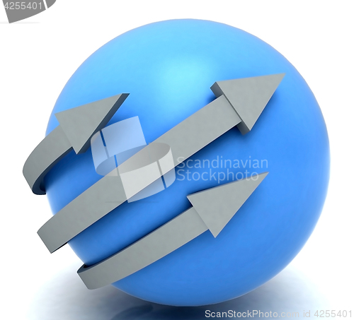 Image of Arrows Blue Sphere Shows Direction