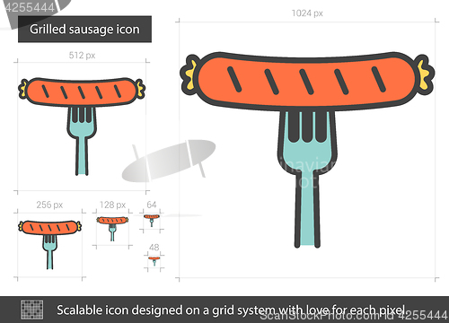 Image of Grilled sausage line icon.