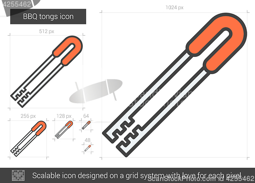 Image of BBQ tongs line icon.