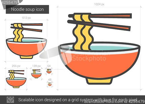 Image of Noodle soup line icon.