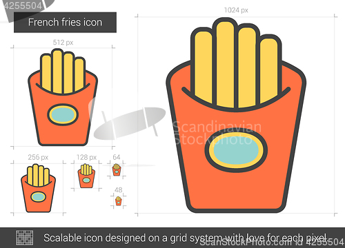 Image of French fries line icon.