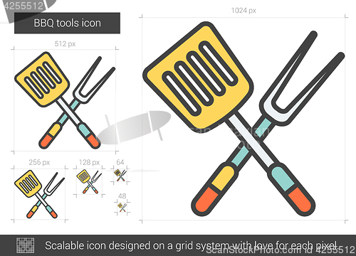 Image of BBQ tools line icon.