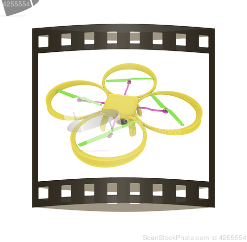 Image of Drone, quadrocopter, with photo camera flying. 3d render. The fi