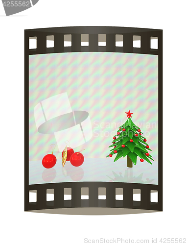 Image of Christmas tree. 3d illustration. The film strip