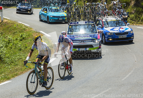 Image of Two Cyclists on Col d'Aspin - Tour de France 2015