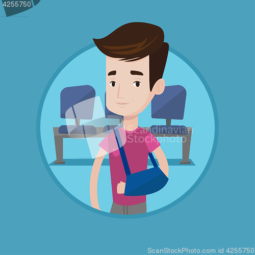 Image of Injured man with broken arm vector illustration.