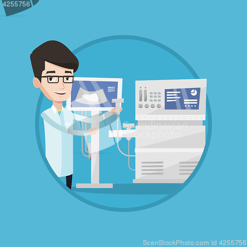 Image of Male ultrasound doctor vector illustration.