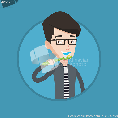 Image of Man brushing his teeth vector illustration.