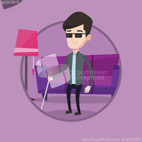 Image of Blind man with walking stick vector illustration.