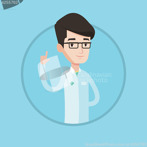 Image of Doctor showing finger up vector illustration.