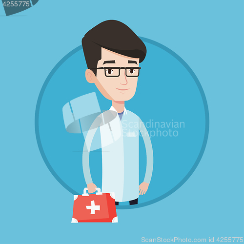 Image of Doctor holding first aid box vector illustration.