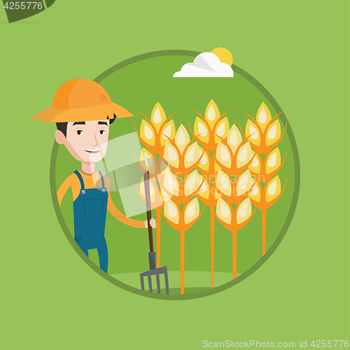 Image of Farmer with pitchfork vector illustration.