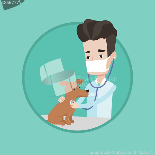 Image of Veterinarian examining dog vector illustration.