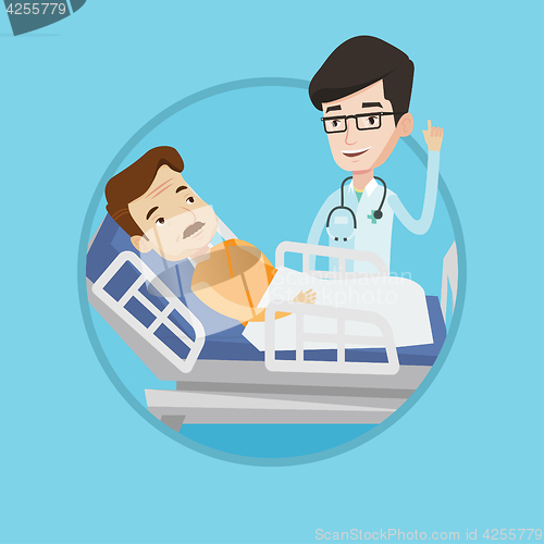 Image of Doctor visiting patient vector illustration.