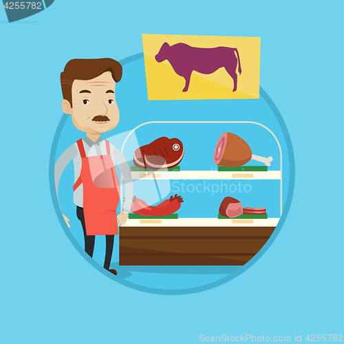 Image of Butcher offering fresh meat in butchershop.