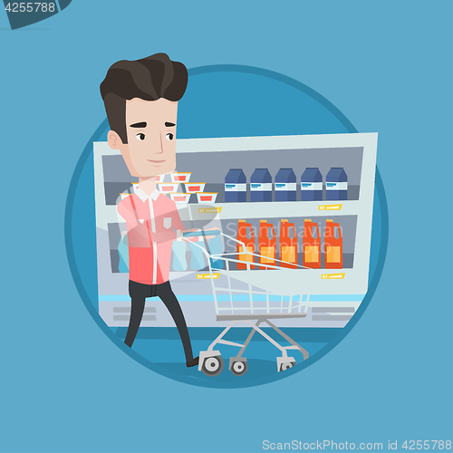 Image of Customer with shopping cart vector illustration.