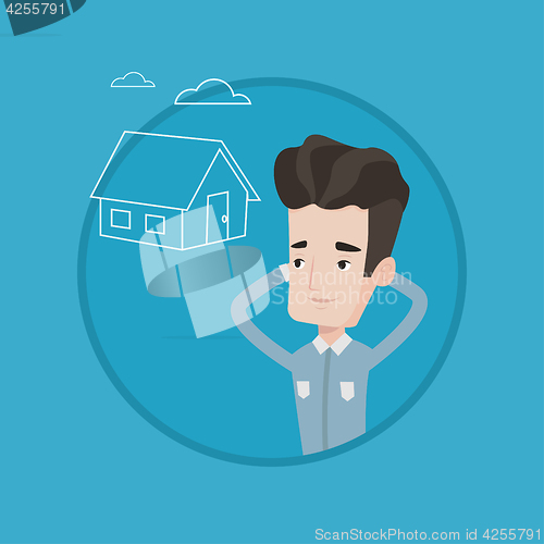 Image of Man dreaming about buying new house.