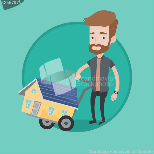Image of Young man buying house vector illustration.