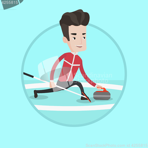Image of Curling player playing on rink.
