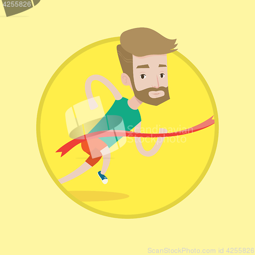 Image of Athlete crossing finish line vector illustration.