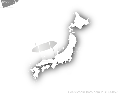 Image of Map of Japan with shadow