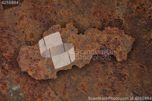 Image of Map of Slovakia on rusty metal