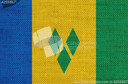 Image of Flag of Saint Vincent and the Grenadines on old linen