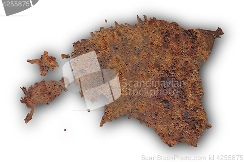 Image of Map of Estonia on rusty metal