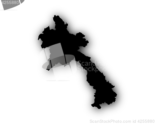 Image of Map of Laos with shadow