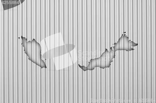 Image of Map of Malaysia on corrugated iron