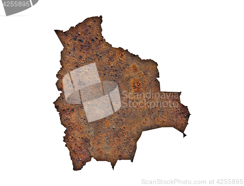 Image of Map of Bolivia on rusty metal