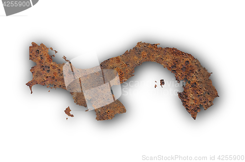 Image of Map of Panama on rusty metal