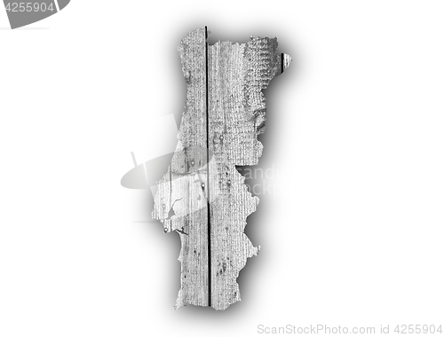 Image of Map of Portugal on weathered wood