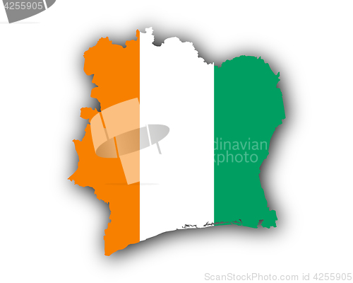 Image of Map and flag of Ivory Coast