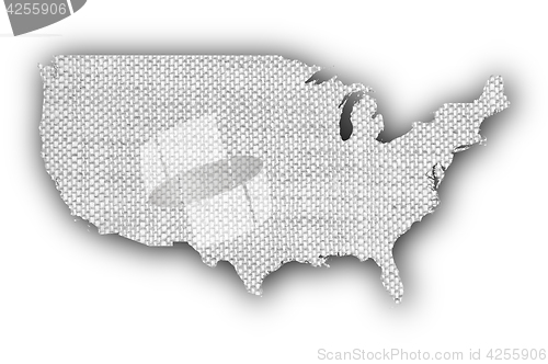 Image of Map of the USA on old linen