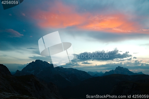 Image of Dolomites mountain landscape at dusk