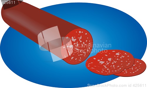 Image of Pepperoni salami sliced illustration
