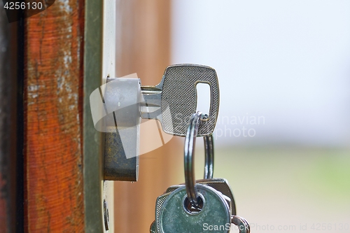 Image of Open garden gate with key