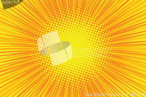 Image of Orange rays pop art comic background