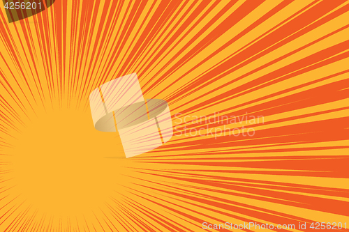 Image of Yellow sun on a red background, pop art comic background