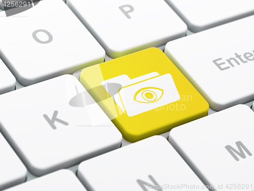 Image of Business concept: Folder With Eye on computer keyboard background