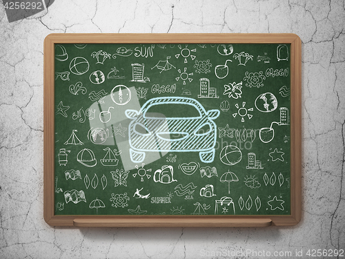 Image of Travel concept: Car on School board background