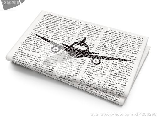 Image of Travel concept: Aircraft on Newspaper background