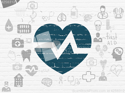 Image of Medicine concept: Heart on wall background