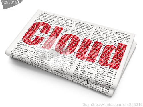 Image of Cloud technology concept: Cloud on Newspaper background