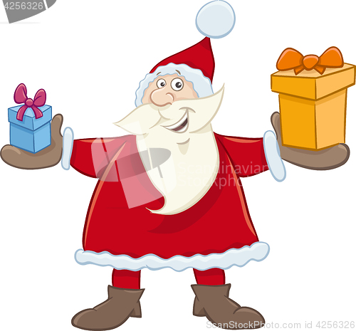 Image of santa claus with gifts cartoon
