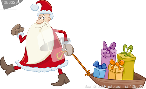 Image of santa claus with gifts on sledge